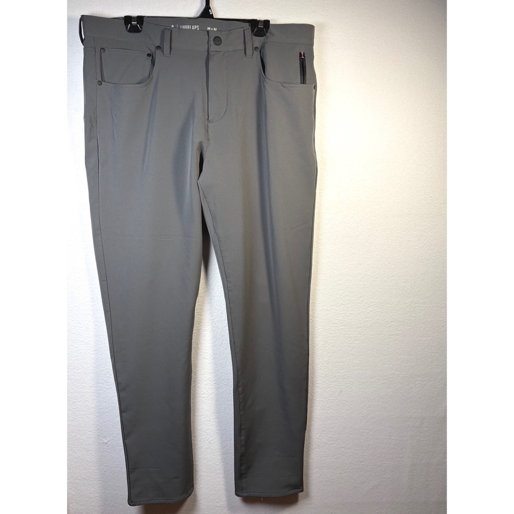Fourlaps Performance Pants Mens 36x32 Gray Excellent 5-Pocket Stretch Tapered